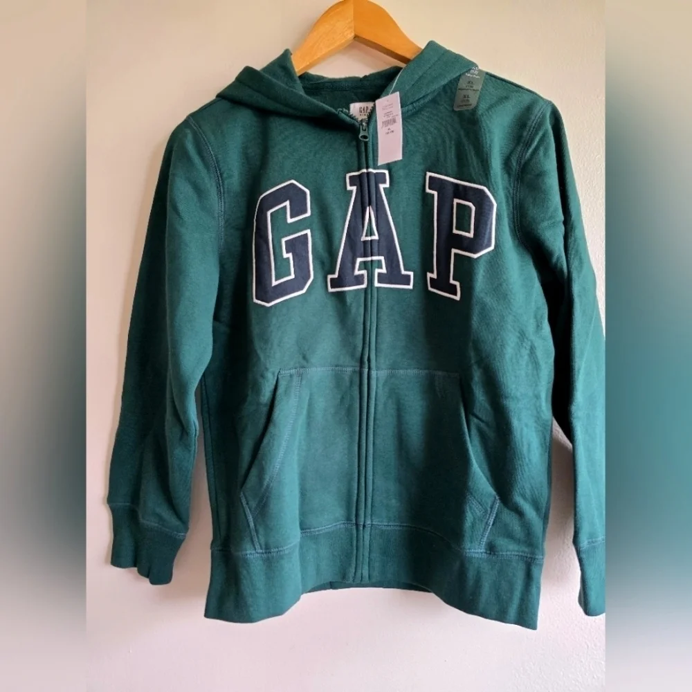 NWT! GAP, Gap Logo Hooded Sweatshirt, Forest Green/Navy, Size XL
